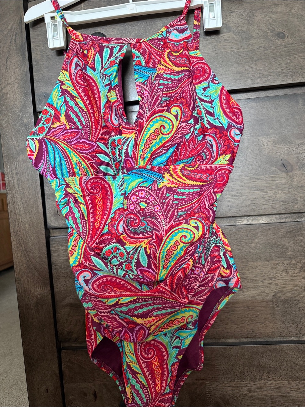 Ellen Tracy Woman’s ' Paisley One-uPiece Swimsuit - Red, Turquoise, Yellow